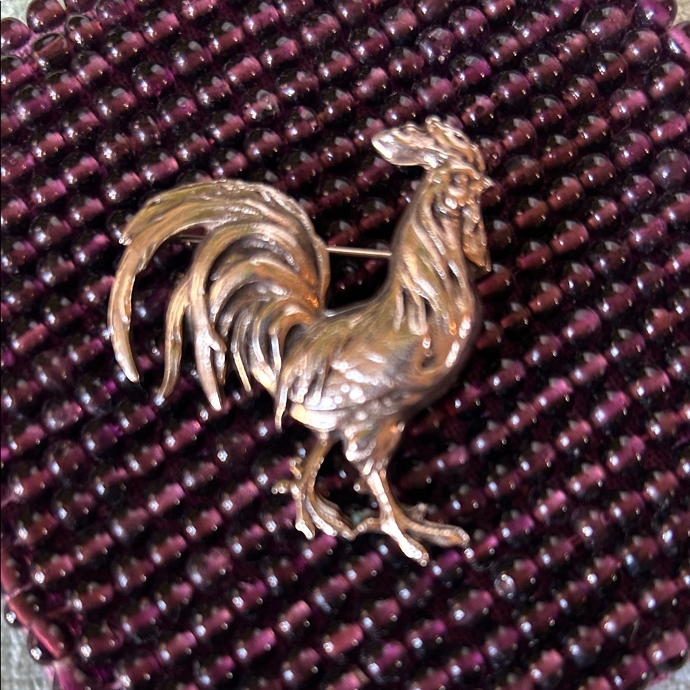 Silver Rooster Brooch